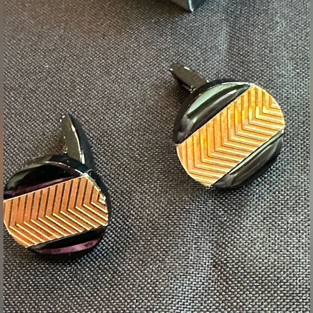Elegant Black and Gold Cuff Links